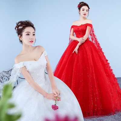 ชุดเดรสเจ้าหญิงแสนหวานชุดเดรสชุดแต่งงานสีแดงสำหรับผู้ใหญ่ Qs1131เกาหลี
