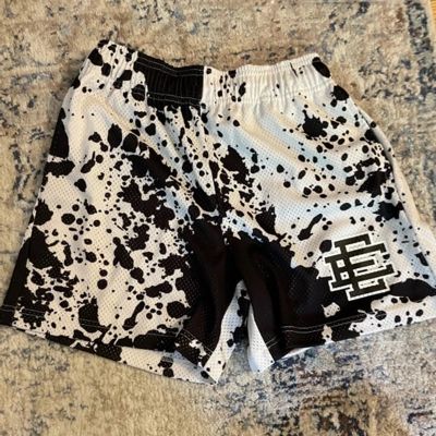 Ericemanuel EE Mens Paint Plus Size Tie Dye Mesh Shorts Above Knee Boxing Basketball Training Running Fitness Shorts Stretchable INS Fashion Loose Beachwear