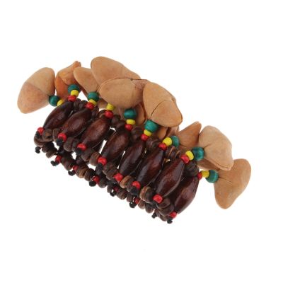 ；‘【； N Tribal Style Nuts Handbell Drum Hand Chain Bracelet Nut Shell Percussion Instrument Bells Musical Accessories Kids Toys