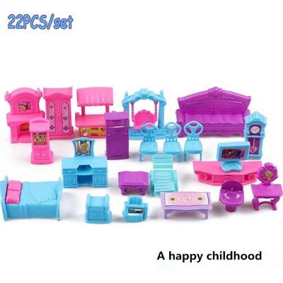 22 ชิ้น/เซ็ตเด็กของขวัญคริสต์มาสน่ารักอุปกรณ์แกล้งของเล่น 3Dตุ๊กตาชุดบ้านเล่นขนาดเล็กเฟอร์นิเจอร์พลาสติก