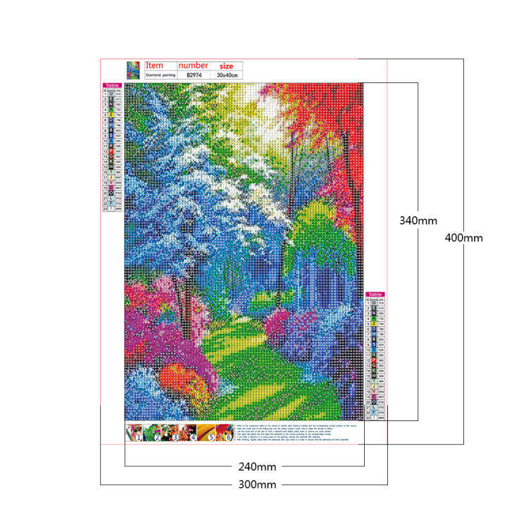 ชุดภาพวาดเพชร-diy-5d-30x40ซม-พร้อมลูกปัดออกแบบดอกไม้รุ้งสวนเต็มรอบภาพประดับพลอยเทียม