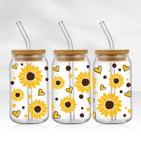 Sunflower DTF Sticker For Cups Cool Personalize UV Wrap Transfer Sticker Custom Labels DIY Logo Selfadhesive Waterproof Stickers Labels