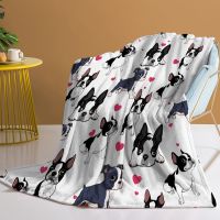 【CW】☼  Pug Dog Blanket with Erect Ears Design Fleece Throw Soft for Bed Couch Sofa