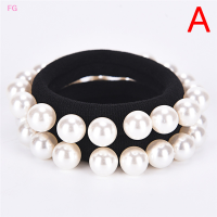 ?【Lowest price】FG แฟชั่น Rhinestone Crystal Pearl hair band เชือกยืดหางม้าผู้หญิง