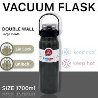 VACUUM FLASK ขวดน้ำสแตนเลส ยกดื่มและหลอดดูด 1.7L แท้งค์เก็บอุณหภูมิ สแตนเลส316 มี 4 สีให้เลือก สีสด สวย มีคุณภาพ เก็บอุณหภูมิร้อนเย็น