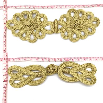 DoreenBeads Gold and Silver Silk Handmade Chinese Knot Buttons Frog Closure Fastener Christmas Trees Leaves Cheongsam Button