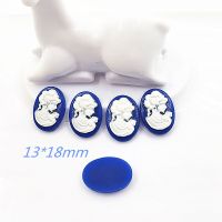 60Pcs DeepBlue Resin Oval Girl Decoration Crafts Flatback Cabochon Embellishments For Scrapbooking Diy Accessories 13x18mm