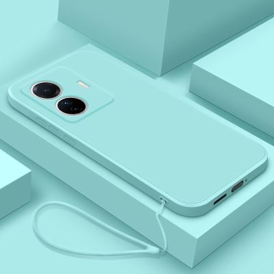 Realme C33บางเฉียบซิลิโคนเหลวกรณีโทรศัพท์มือถือเชลล์เลนส์ป้องกันการล่มสลายลูกอมสีฝาครอบป้องกัน + เชือกเส้นเล็ก