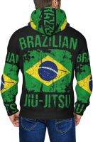 KADEUX Brazilian Jiu Jitsu Flag Hoodies MenS WomanS Sweatshirts Full-Zip Cardigan Hooded Sweatshirt