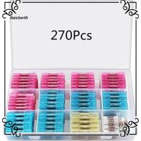 NAICKERTH 270Pcs กันน้ำกันน้ำได้ ขั้วต่อปลายท่อหด 26-10 AWG ฉนวนกันความร้อน ขั้วก้นขั้ว พร้อมกล่องเก็บของ เกรดทางทะเล ชุดขั้วต่อสายไฟ ยานยนต์สำหรับรถยนต์