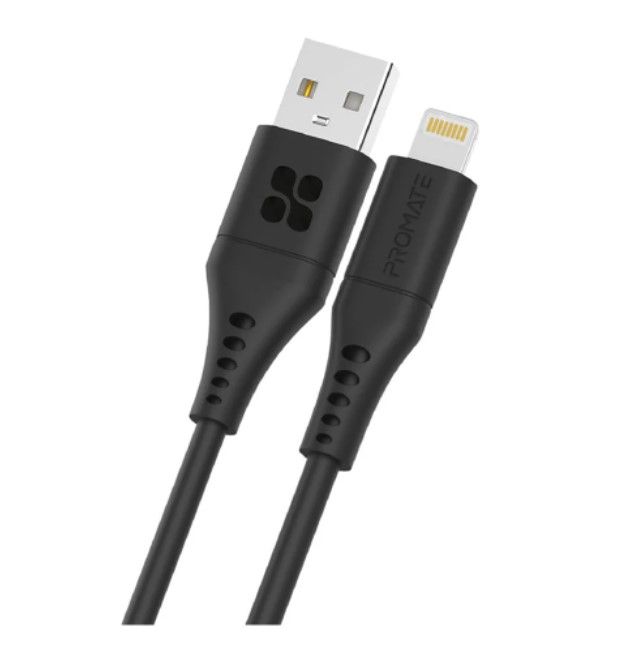 CHARGER CABLE (สายชาร์จ) PROMATE USB-A TO LIGHTNING POWERLINK-AI120 1.2 METER (BLACK)