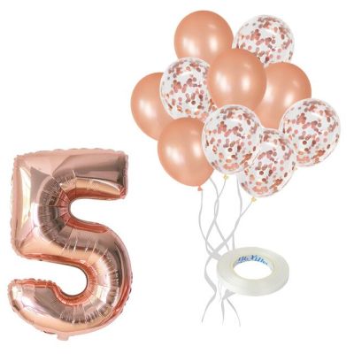 Balon Ulang Tahun จำนวนลูกโป่งฟอยล์ทองคำสีกุหลาบ12ชิ้น/ล็อตสำหรับงานเลี้ยงฉลองทารก1st วันเกิดของตกแต่งงานปาร์ตี้เด็ก
