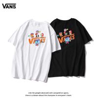 เสื้อยืดผ้าฝ้ายพิมพ์ลายขายดี Vans เสื้อยืดแขนสั้น ผ้าฝ้ายแท้ ทรงหลวม สําหรับคู่รักS-5XL