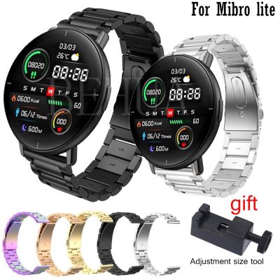 （A creative）สายรัดข้อมือสำหรับ Mibro Lite สายรัดสแตนเลส22 20มม. สายนาฬิกาสำหรับ Xiaomi MiBro Air/mi นาฬิกาสีสายนาฬิกาสร้อยข้อมือ