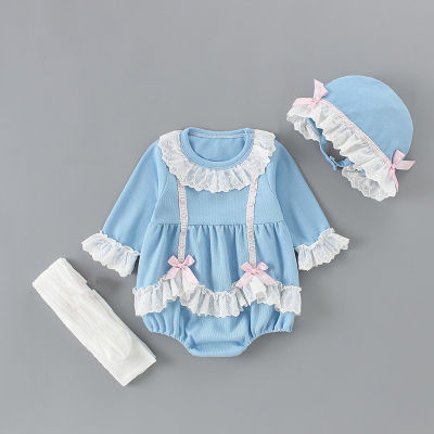 Baby Clothes Sets Girls One Piece Bodysuit+Hat+Leggings 3pcsset Autumn Jumpsuit Toddler Clothing Infant Kids Jumpsuits 0-2Y