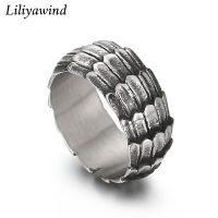 Liliyawind แหวนงูเหล็กกล้าไร้สนิมเงินพังค์สไตล์วินเทจ10มม. สำหรับผู้ชาย T1R