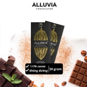 Socola đen nguyên chất không đường đắng đậm 100% ca cao Alluvia Chocolate thanh nhỏ 30 gram