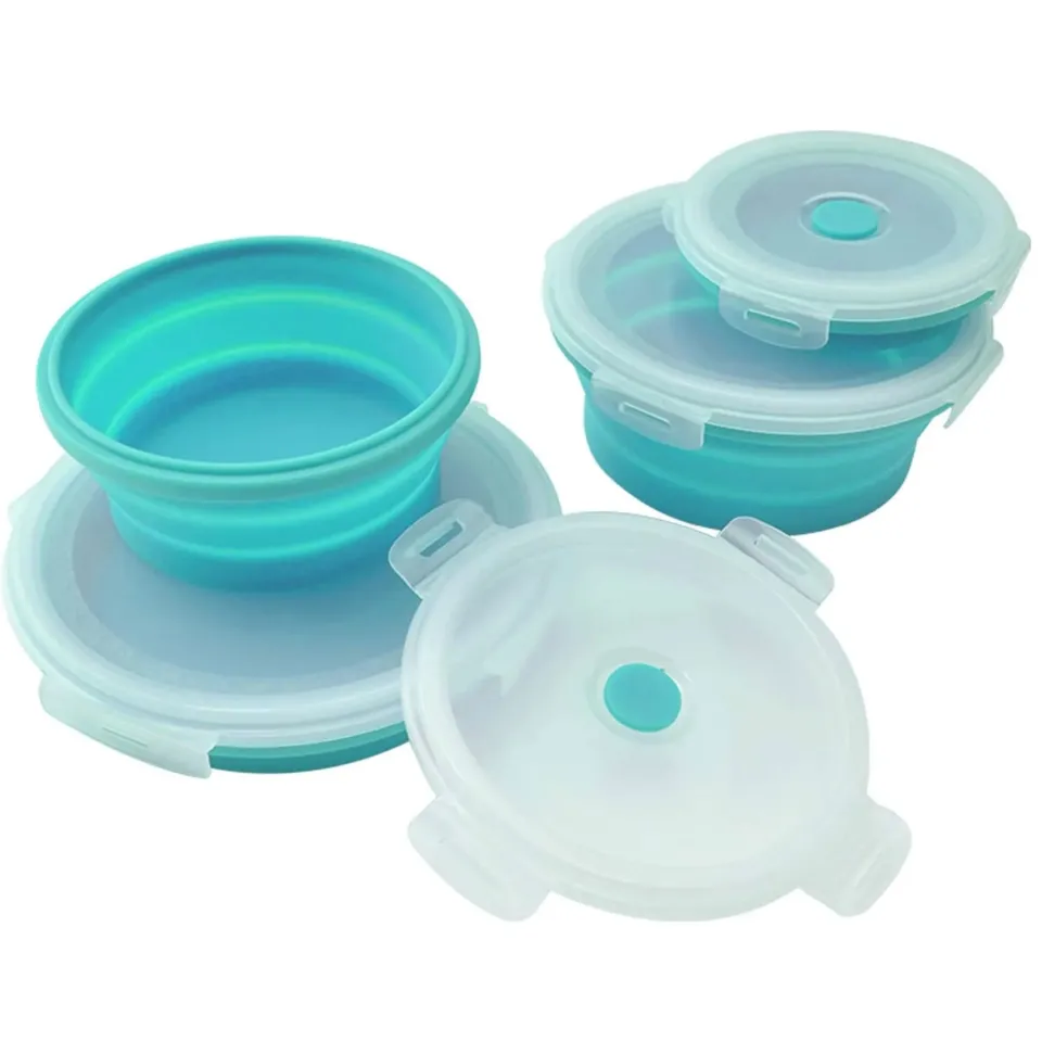 Silicone Lunch box Collapsible Bowls Food Storage Containers With Leakproof  Lid 1pc or 4Pieces/SET