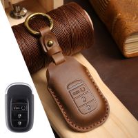 【cw】 Luxury Leather Car Key Case Cover Fob Protector Keychain Accessories for Honda Civic Xrv Vezel 10th 12th Jade Keyring Holder Bag