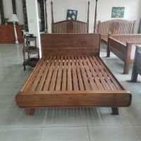 เตียง เตียงนอน เตียงไม้สัก 5 ฟุต (Teak bed 5 feet) สีเสี้ยนดำ ขนาด กว้าง154xยาว210xสูง95 Cm ดีไซน์ทันสมัย สวยงาม ขนส่งดี มีประกัน มีพนักงานประกอบให้