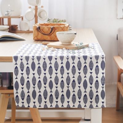 1Pc Home Mediterranean Blue Fish Printed Cotton Fabric Table Napkin Kitchen Cleaning Towel 40x60cm