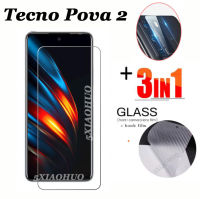 3in1กระจกนิรภัยสำหรับ Tecno Pova 2กระจกนิรภัยเทมเปอร์โปร่งแสงฟิล์มป้องกัน + ป้องกันเลนส์กล้องฟิล์มป้องกัน Tecno Pova2หน้าจอฟิล์มป้องกัน.