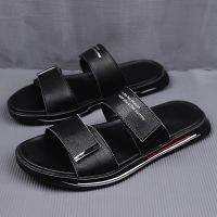 Summer men sandals leather luxury brand 2022 Fashion designer slippers Beach Soft Bottom Non-slip Casual outdoor sandals for men