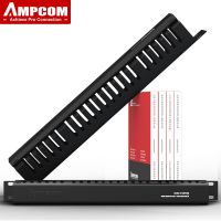 AMPCOM 1U Cable Management Horizontal Mount 19 inch Server Rack   12/24 Slot Metal Finger Duct Wire Organizer with Cover Cable Management