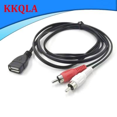 QKKQLA 1.5M/5 Ft USB 2.0 A Female Socket To 2 RCA Male Plug connector Audio Video Extension Cable Adapter