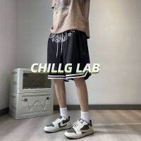 lunrao38126 CHILLG LAB กางเกงขาสั้น กางเกงวอร์มแบรนด์สตรีทอินเทรนด์สไตล์อเมริกัน ฮิปฮอป หลวม ย้อนยุค ฤดูร้อน ไม่เป็นทางการ กางเกงห้าจุดแห้งเร็ว