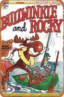 AM ARCHIVES BULLWINKLE &amp; ROCKY #1 CHARLTON ED ป้ายโลหะโปสเตอร์เครื่องตกแต่งฝาผนัง8X12นิ้วผนังป้ายโลหะดีบุกตลกตกแต่งทางเข้าโปสเตอร์ดีบุกย้อนยุคป้ายติดผนังแกลเลอรี่