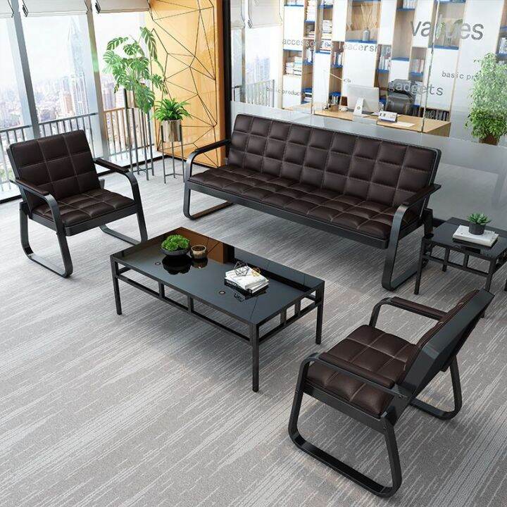 Office Sofa and Tea Table Combination Set Business Reception Room Three