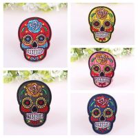 Pulaqi Punk Skull Cloth Stickers Embroidery Stripes Diy Rock Pattern Patch Sewing Decoration Clothes Stickers Ironing Patches