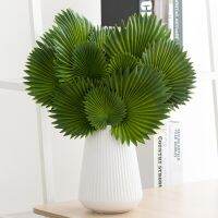 3ชิ้นใบปาล์มเขตร้อนสีเขียวพืชเทียม Monstera พืชปลอมอุปกรณ์ประกอบฉากการถ่ายภาพสิ่งตกแต่งระเบียงห้องรับแขกแบบสวน