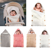 1PC ถุงนอนเด็กทารกแรกเกิดฤดูหนาวถุงนอนที่อบอุ่นทารกปุ่มถัก Swaddle Wrap Swaddling รถเข็นเด็กห่อรายการเด็ก