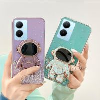 เคสสมาร์ทโฟนสำหรับ VIVO Y27 Y36 Y02A Y02T 5G 4G 2023ใหม่น่ารักเคสโทรศัพท์กับอวกาศนักบินอวกาศขาตั้งเคสเจลกากเพชร VIVOY27 VIVOY36 VIVOY78