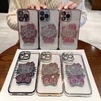 Sanrio Hello Kitty เคสมือถือชุบโลหะประดับอัญมณีแวววาวสุดหรูสำหรับ IPhone 14 13 12 11 Pro Max 14 Pro ป้องกันการตกฝาหลัง Coque