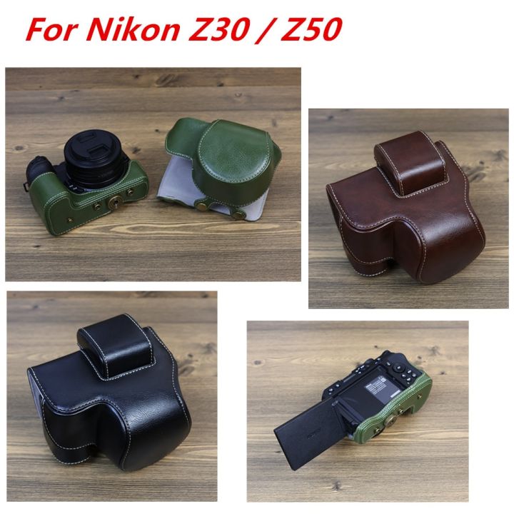 กระเป๋าเคสหนังสำหรับกล้อง-pu-พร้อมสายสำหรับ-canon-eos-r10-rf-s-ฟูจิขนาด18-45มม-x-s10-xs10-15-45เลนส์กล้อง-nikon-z30-z50เลนส์16-50มม