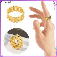 ของขวัญจิวเวลรี่ CHANG เครื่องประดับสแตนเลส18K แหวนชุบทองแหวนโซ่แบบคลาสสิก