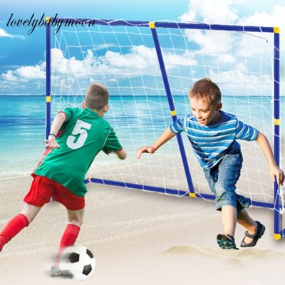 ☾ Folding Mini Football Soccer Goal Post Net Set with Pump Kids Sport Indoor Outdoor Games Toys Child Birthday Gift Plastic