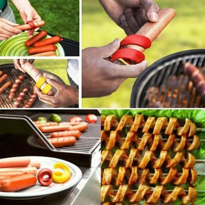 2 PCS Hot Dog Slicer Fancy Sausage BBQ Cutter Spiral Barbecue Hot