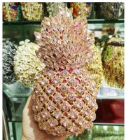 Lady Pineapple สีแดง / เงิน / ทอง / แชมเปญกระเป๋าสตางค์งานปาร์ตี้เพชรผู้หญิงใหม่ rhinestone คลัทช์กระเป๋าถือตอนเย็น