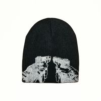 【YD】 Hats Cap Knitted Pullover Wool Hat Caps Printed Warm Hip-hop Beanie Street Punk Gothic