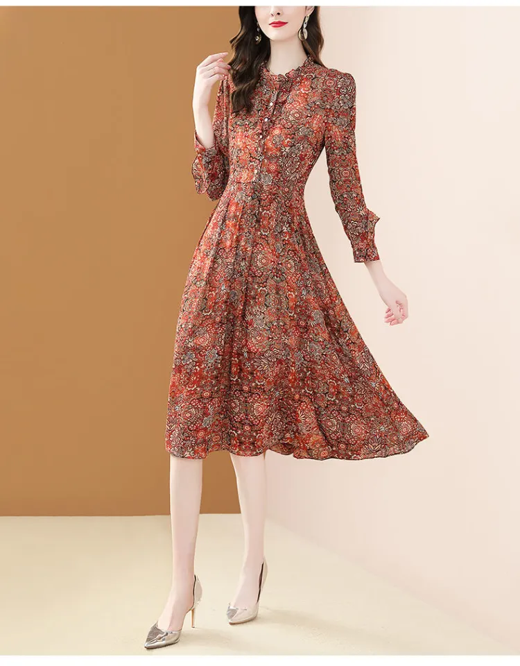 Đầm Voan Hoa Cổ Chữ V Xinh Xắn Theo Phong Cách Hàn Quốc - Đầm, váy nữ |  ThờiTrangNữ.vn