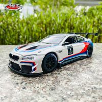 MSZ 1:24 BMW หุ่นอัลลอยแข่ง GT3 M6เด็กรถของเล่นหล่อตายและรถของเล่นเสียงและเบาดึงถอยหลังเด็กผู้ชายของขวัญคอลเลกชัน