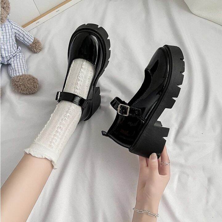 พร้อมส่ง-รองเท้าแพลตฟอร์ม-รองเท้าหนังสไตล์ญี่ปุ่น-สําหรับผู้หญิง-2021springlolitall-match