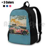 Power Flower Outdoor Hiking Backpack Riding Climbing Sports Bag Air Cooled Flat Six Penalty Racing Sports Car 964 993 Gt3