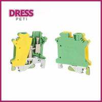 PETI DRESS สกรูโมดูลาร์กราวด์ขนาด6มม. ² ขั้วต่อสายไฟ ประเภทราง USLKG6N เทอร์มินอลบล็อก USLKG ของใหม่ หนาขึ้น เทอร์มินอลบล็อกสกรูแบบแยกส่วนบนพื้นดิน