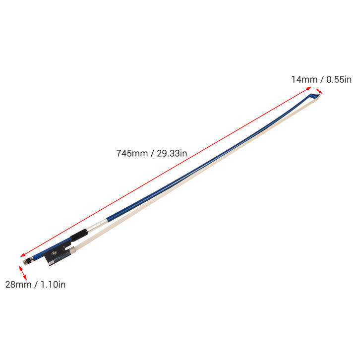 4-4ไวโอลินซอโบว์คาร์บอนไฟเบอร์รอบติดไม้มะเกลือกบขนม้าสีขาวดีสมดุลไวโอลินโบว์