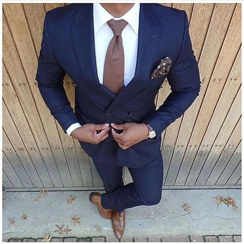 New Fashion Navy Blue Wedding Suits 2 Pieces Suits Men Slim Fit (Jacket +  Pants) Groom Tuxedos Groomsman Business Man Blazer | Lazada Ph